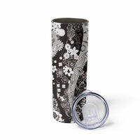Hawaii Puakenikeni and Maile Lei Skinny Tumbler Black Japanese Wave Style LT9 - Polynesian Pride