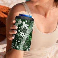Hawaii Puakenikeni and Maile Lei 4 in 1 Can Cooler Tumbler Green Japanese Wave Style LT9 - Polynesian Pride
