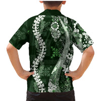 Hawaii Puakenikeni and Maile Lei Family Matching Mermaid Dress and Hawaiian Shirt Green Japanese Wave Style LT9 - Polynesian Pride