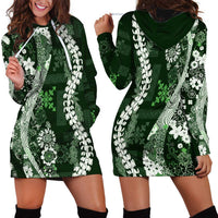 Hawaii Puakenikeni and Maile Lei Hoodie Dress Green Japanese Wave Style LT9 - Polynesian Pride