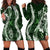 Hawaii Puakenikeni and Maile Lei Hoodie Dress Green Japanese Wave Style - Polynesian Pride