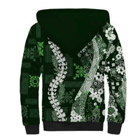 Hawaii Puakenikeni and Maile Lei Sherpa Hoodie Green Japanese Wave Style LT9 - Polynesian Pride