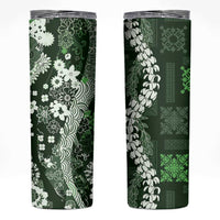 Hawaii Puakenikeni and Maile Lei Skinny Tumbler Green Japanese Wave Style LT9 Green - Polynesian Pride