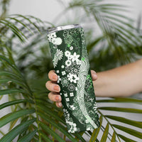 Hawaii Puakenikeni and Maile Lei Skinny Tumbler Green Japanese Wave Style LT9 - Polynesian Pride