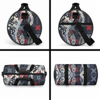 Hawaii Puakenikeni and Maile Lei Duffle Bag Navy Blue Japanese Wave Style LT9 - Polynesian Pride