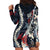 Hawaii Puakenikeni and Maile Lei Hoodie Dress Navy Blue Japanese Wave Style - Polynesian Pride