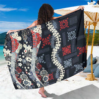 Hawaii Puakenikeni and Maile Lei Sarong Navy Blue Japanese Wave Style - Polynesian Pride