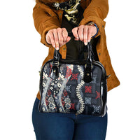 Hawaii Puakenikeni and Maile Lei Shoulder Handbag Navy Blue Japanese Wave Style - Polynesian Pride