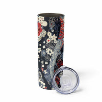 Hawaii Puakenikeni and Maile Lei Skinny Tumbler Navy Blue Japanese Wave Style LT9 - Polynesian Pride