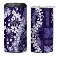 Hawaii Puakenikeni and Maile Lei 4 in 1 Can Cooler Tumbler Purple Japanese Wave Style LT9 One Size: 16 oz Purple - Polynesian Pride
