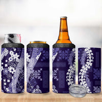 Hawaii Puakenikeni and Maile Lei 4 in 1 Can Cooler Tumbler Purple Japanese Wave Style LT9 - Polynesian Pride