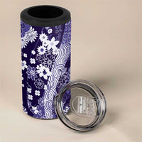 Hawaii Puakenikeni and Maile Lei 4 in 1 Can Cooler Tumbler Purple Japanese Wave Style LT9 - Polynesian Pride