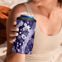 Hawaii Puakenikeni and Maile Lei 4 in 1 Can Cooler Tumbler Purple Japanese Wave Style LT9 - Polynesian Pride