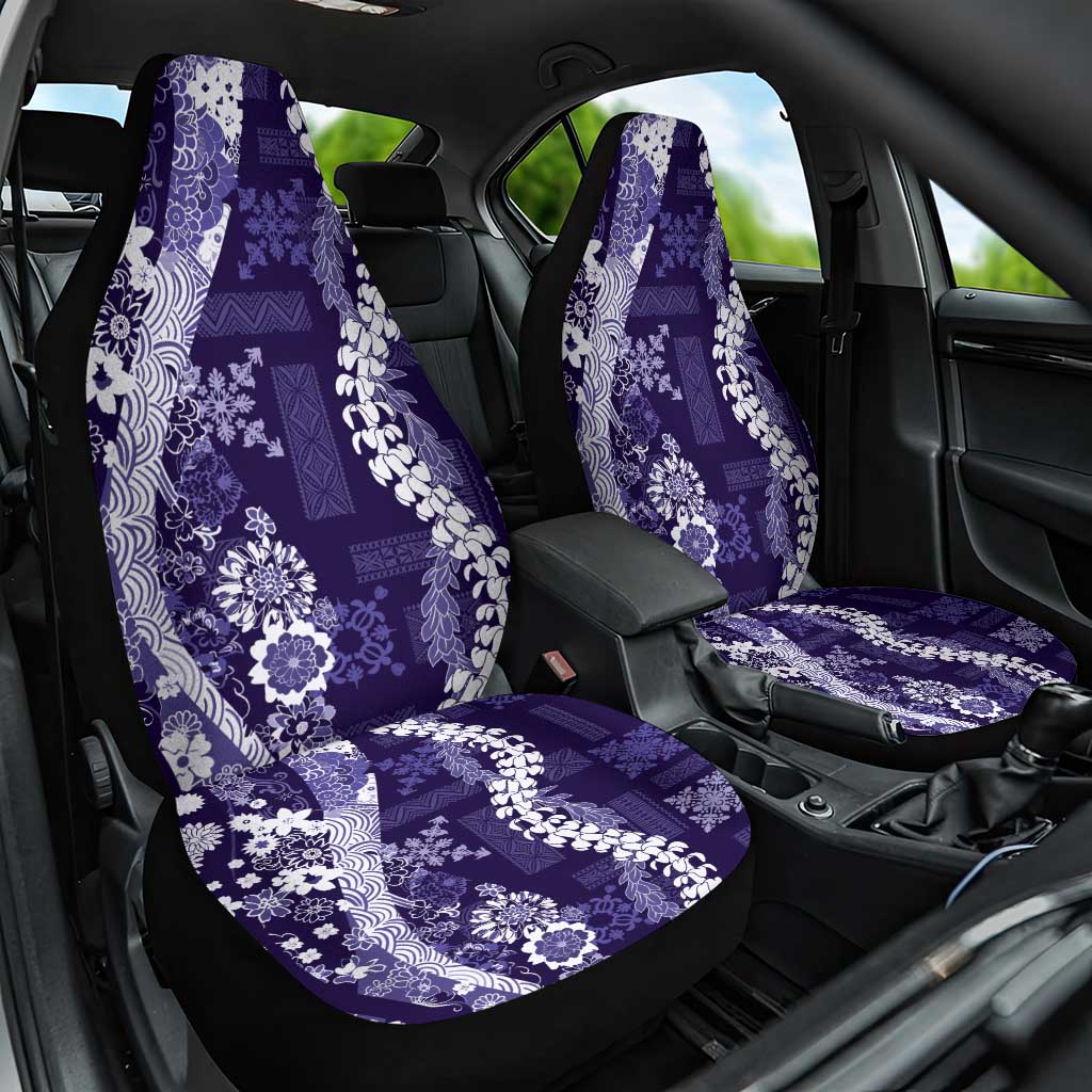 Hawaii Puakenikeni and Maile Lei Car Seat Cover Purple Japanese Wave Style LT9 One Size Purple - Polynesian Pride