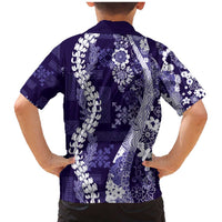 Hawaii Puakenikeni and Maile Lei Family Matching Mermaid Dress and Hawaiian Shirt Purple Japanese Wave Style LT9 - Polynesian Pride