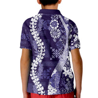 Hawaii Puakenikeni and Maile Lei Kid Polo Shirt Purple Japanese Wave Style LT9 - Polynesian Pride
