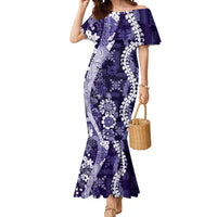 Hawaii Puakenikeni and Maile Lei Mermaid Dress Purple Japanese Wave Style LT9 Women Purple - Polynesian Pride
