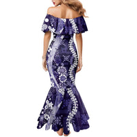 Hawaii Puakenikeni and Maile Lei Mermaid Dress Purple Japanese Wave Style LT9 - Polynesian Pride