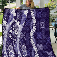 Hawaii Puakenikeni and Maile Lei Quilt Purple Japanese Wave Style LT9 Purple - Polynesian Pride