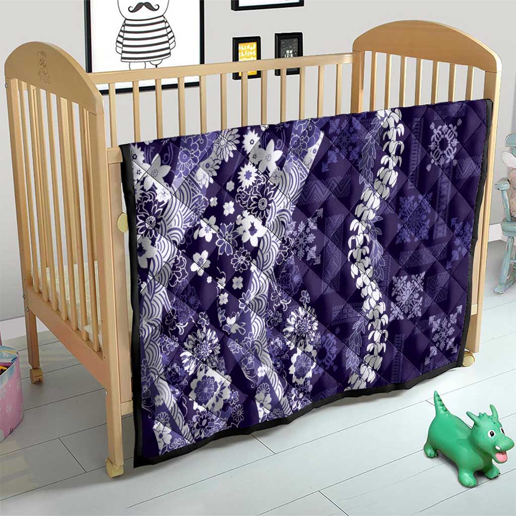 Hawaii Puakenikeni and Maile Lei Quilt Purple Japanese Wave Style LT9 - Polynesian Pride