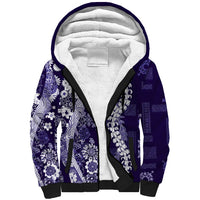 Hawaii Puakenikeni and Maile Lei Sherpa Hoodie Purple Japanese Wave Style LT9 Unisex Purple - Polynesian Pride