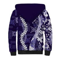 Hawaii Puakenikeni and Maile Lei Sherpa Hoodie Purple Japanese Wave Style LT9 - Polynesian Pride
