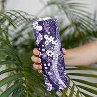 Hawaii Puakenikeni and Maile Lei Skinny Tumbler Purple Japanese Wave Style LT9 - Polynesian Pride