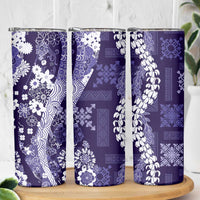 Hawaii Puakenikeni and Maile Lei Skinny Tumbler Purple Japanese Wave Style LT9 - Polynesian Pride