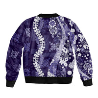 Hawaii Puakenikeni and Maile Lei Sleeve Zip Bomber Jacket Purple Japanese Wave Style LT9 - Polynesian Pride