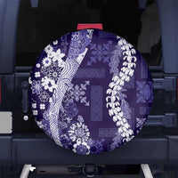Hawaii Puakenikeni and Maile Lei Spare Tire Cover Purple Japanese Wave Style LT9 No hole Purple - Polynesian Pride