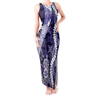 Hawaii Puakenikeni and Maile Lei Tank Maxi Dress Purple Japanese Wave Style LT9 Women Purple - Polynesian Pride