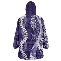 Hawaii Puakenikeni and Maile Lei Wearable Blanket Hoodie Purple Japanese Wave Style LT9 - Polynesian Pride