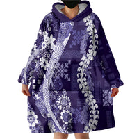 Hawaii Puakenikeni and Maile Lei Wearable Blanket Hoodie Purple Japanese Wave Style LT9 - Polynesian Pride