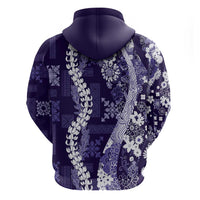 Hawaii Puakenikeni and Maile Lei Zip Hoodie Purple Japanese Wave Style LT9 - Polynesian Pride