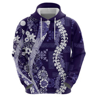 Hawaii Puakenikeni and Maile Lei Zip Hoodie Purple Japanese Wave Style LT9 - Polynesian Pride
