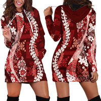 Hawaii Puakenikeni and Maile Lei Hoodie Dress Red Japanese Wave Style LT9 - Polynesian Pride
