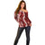 Hawaii Puakenikeni and Maile Lei Off Shoulder Sweater Red Japanese Wave Style - Polynesian Pride