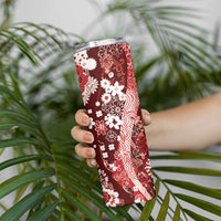 Hawaii Puakenikeni and Maile Lei Skinny Tumbler Red Japanese Wave Style LT9 - Polynesian Pride