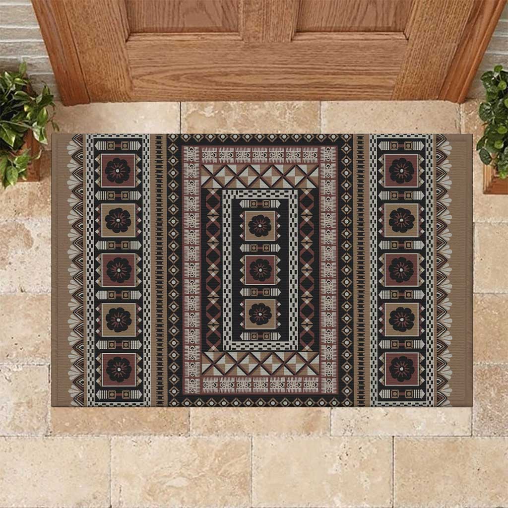 Bula Fiji Rubber Doormat Vintage Fijian Tribal Tapa Pattern - Polynesian Pride