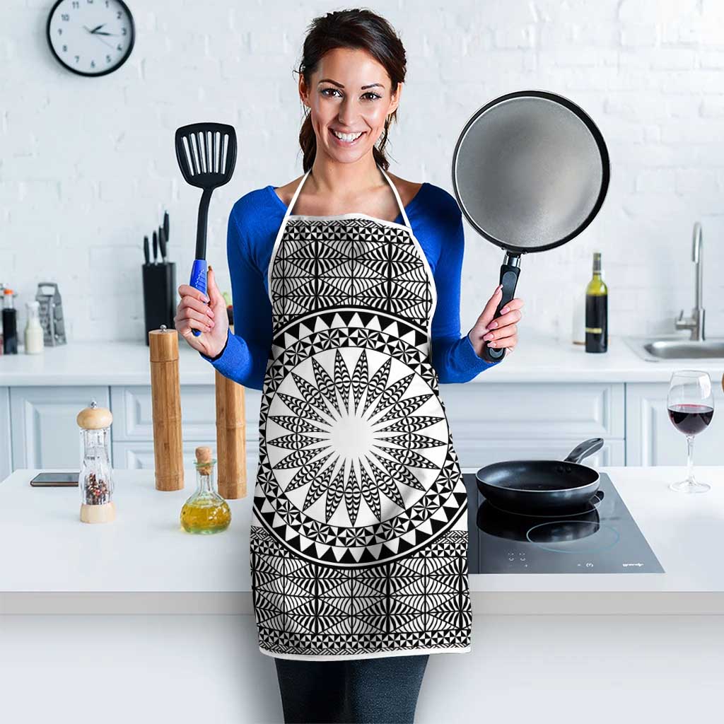 All White Tonga Malo e lelei Apron Vintage Ngatu Tribal Pattern - Polynesian Pride