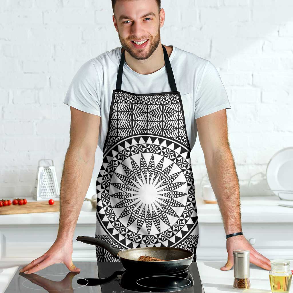 All White Tonga Malo e lelei Apron Vintage Ngatu Tribal Pattern - Polynesian Pride
