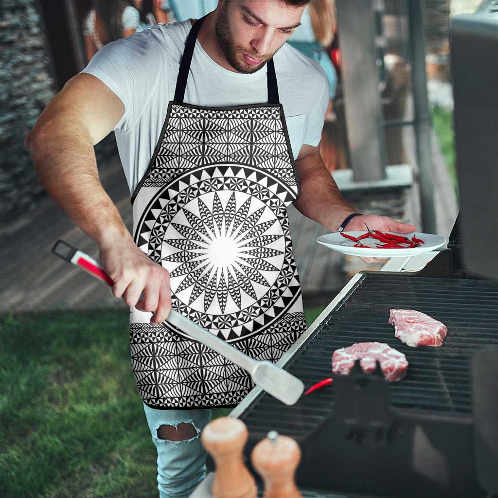 All White Tonga Malo e lelei Apron Vintage Ngatu Tribal Pattern - Polynesian Pride