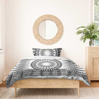 All White Tonga Malo e lelei Bedding Set Vintage Ngatu Tribal Pattern - Polynesian Pride