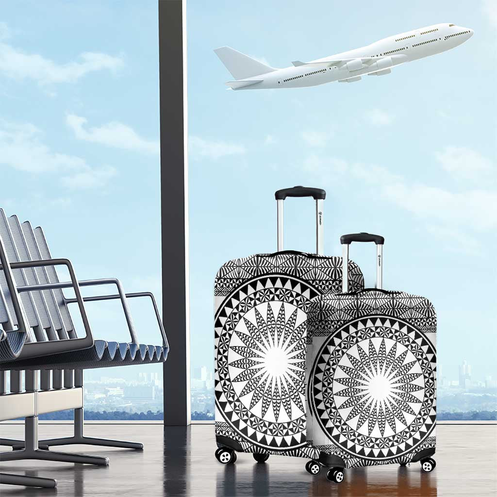 All White Tonga Malo e lelei Luggage Cover Vintage Ngatu Tribal Pattern - Polynesian Pride