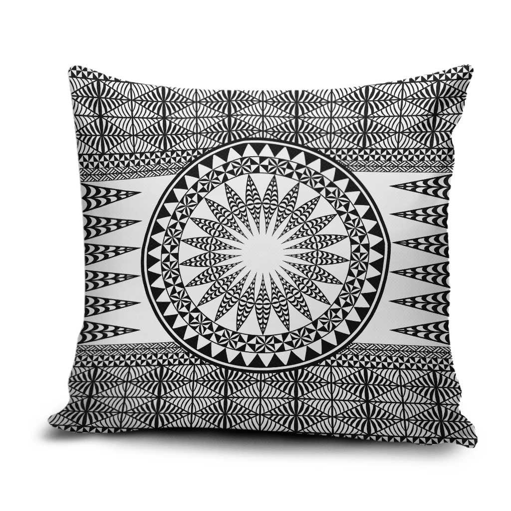All White Tonga Malo e lelei Pillow Cover Vintage Ngatu Tribal Pattern LT9 White - Polynesian Pride