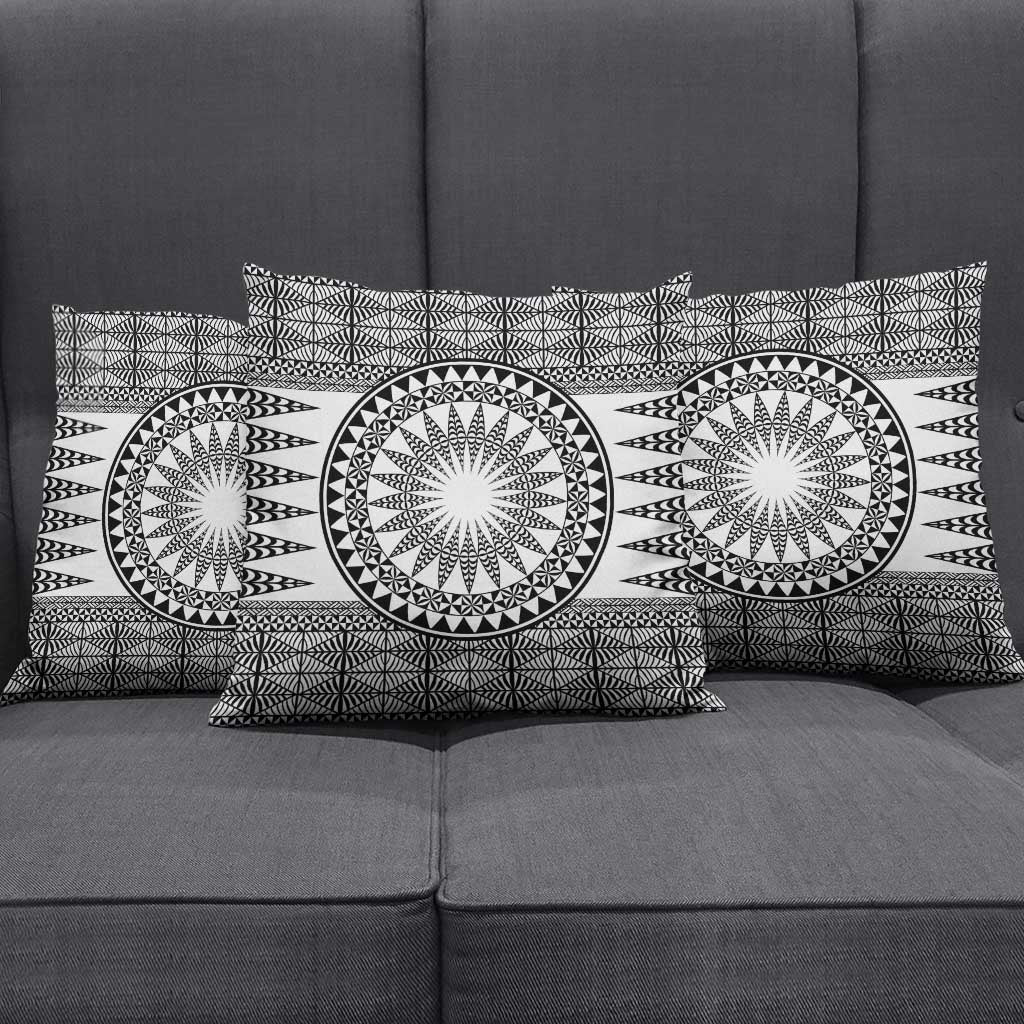 All White Tonga Malo e lelei Pillow Cover Vintage Ngatu Tribal Pattern LT9 - Polynesian Pride