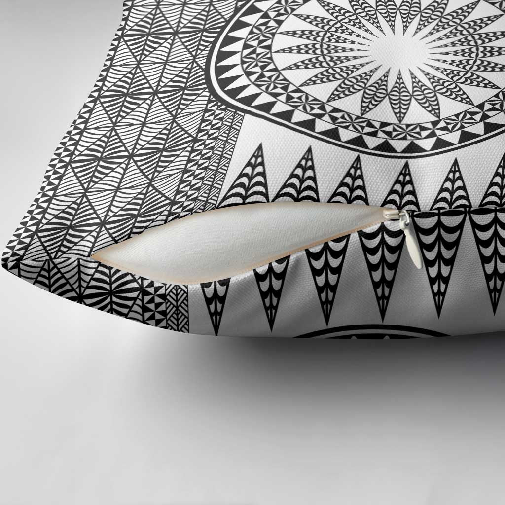 All White Tonga Malo e lelei Pillow Cover Vintage Ngatu Tribal Pattern LT9 - Polynesian Pride