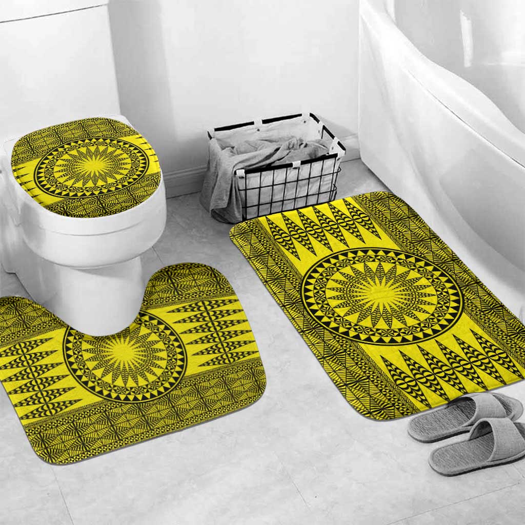 All Yellow Tonga Malo e lelei Bathroom Set Vintage Ngatu Tribal Pattern - Polynesian Pride