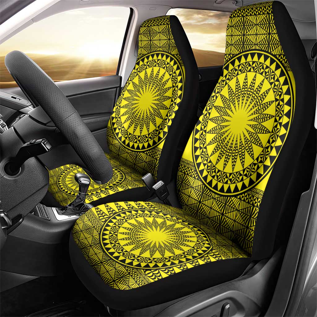 All Yellow Tonga Malo e lelei Car Seat Cover Vintage Ngatu Tribal Pattern - Polynesian Pride