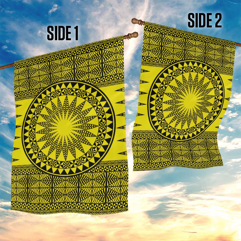 All Yellow Tonga Malo e lelei Garden Flag Vintage Ngatu Tribal Pattern LT9 - Polynesian Pride
